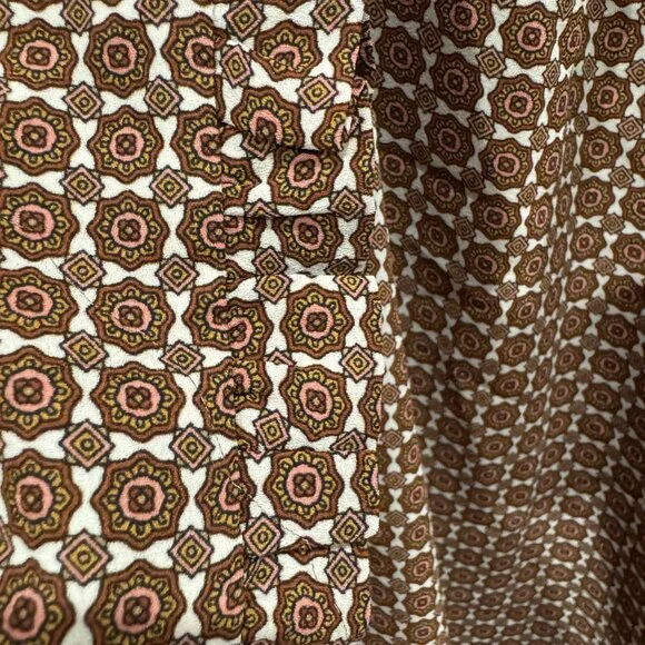 Loft Long-Sleeve Top Brown with Cream & Pink Design EUC - Picture 4 of 7